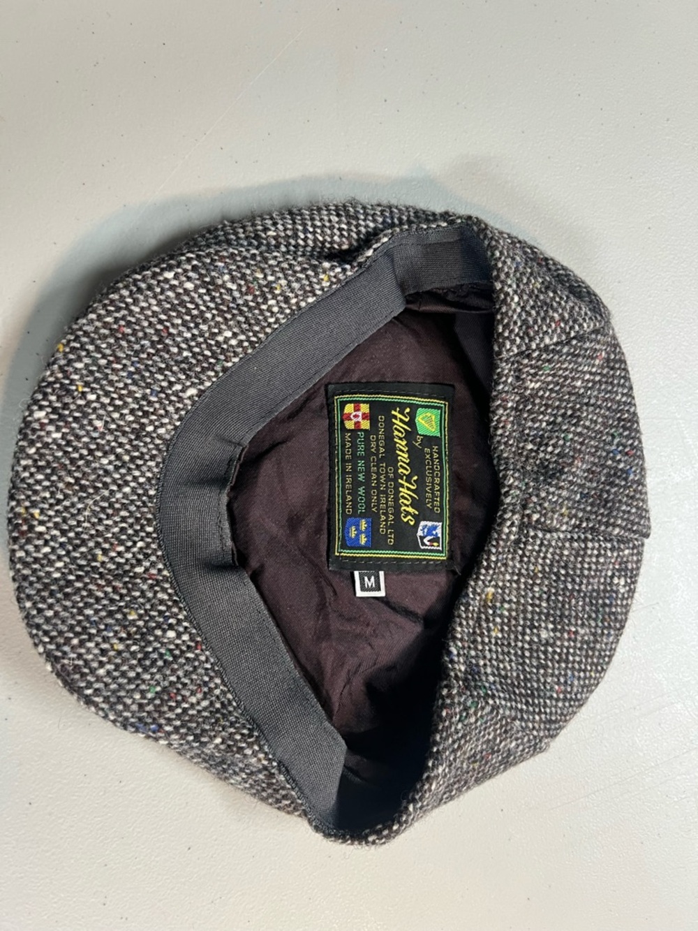 Hanna Hats Ireland Tweed Newsboy Cap Gray Wool Speckled Size M - Picture 2 of 3